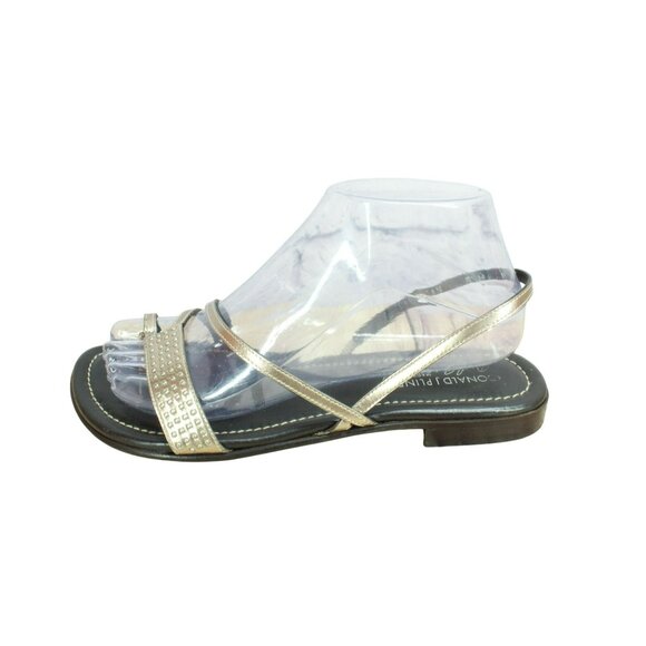 Donald J Pliner Gold Leather Slip-on Slingback Casual Italy Sandals Size 8 M - Picture 1 of 9